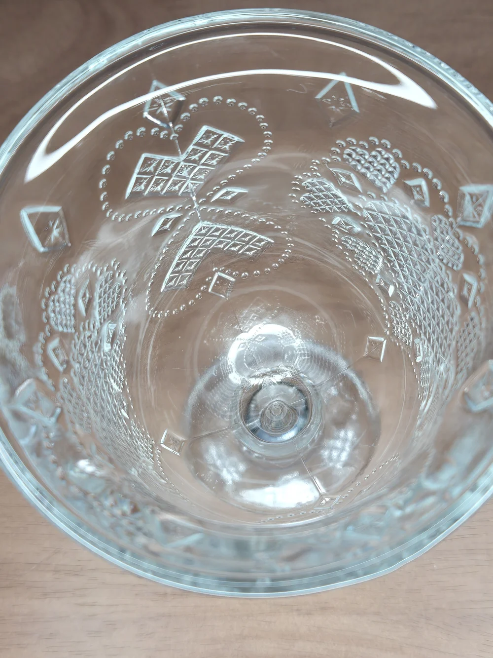 1978 Fostoria Avon Hearts And Diamonds Clear Pressed Glass Goblet Wine Glass